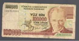 TURQUIA - TURKEY - 100.000 Liras 1970   Circulado  P-205 - Turkije
