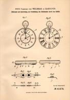 Original Patentschrift - F. Freiherr Von Wechmar In Hannover , 1887 , Ziffernblatt Von Uhren Für Tastsinn , Uhrmacher !! - Montres Gousset