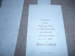 Souvenir Communion Béatrice LEBLOND Quaregnon 1969 - Comunioni