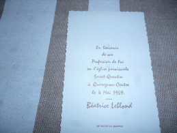 Souvenir Communion Béatrice LEBLOND Quaregnon 1969 - Comunión Y Confirmación