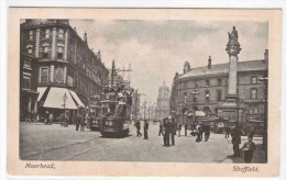 Moorhead Trams Sheffield City Centre Yorkshire UK 1910c Postcard - Sheffield