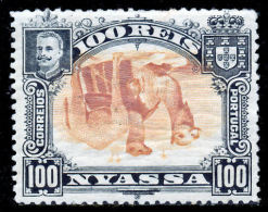 !										■■■■■ds■■ Nyassa 1901 AF#36* Giraffes And Camels 100 Réis INVERTED CENTRE (x8370) - Nyassaland