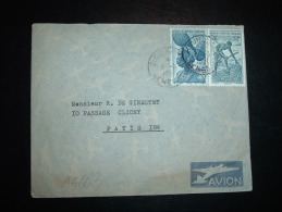 LETTRE PAR AVION POUR FRANCE TP GUINEE 6F + DAHOMEY 4F OBL. 4-?-1951 ZIGUINCHOR SENEGAL - Lettres & Documents