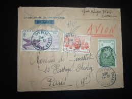 LETTRE PAR AVION TP SENEGAL 50F + SOUDAN 2F + MAURITANIE 5F OBL. 12-12-1950 DAKAR PRINCIPAL SENEGAL - Cartas & Documentos