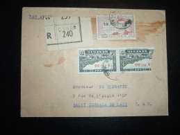 LR PAR AVION TP MAURITANIE 90C SURCHARGE 15F + SENEGAL 15C SURCHARGE 1F50 OBL. 17 ? DAKAR SENEGAL - Storia Postale