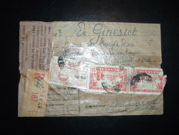 FRAGMENT COLIS  RECOMMANDE TP MAURITANIE 90C SURCHARGE 20F + SENEGAL 50C X3 OBL. DAKAR SENEGAL + ETIQUETTE EXPORT 1945 - Covers & Documents