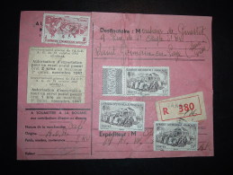 FRAGMENT COLIS  RECOMMANDE TP SENEGAL 15F X3 + 1F OBL. DAKAR SENEGAL + ETIQUETTE EXPORT 1945 - Cartas & Documentos