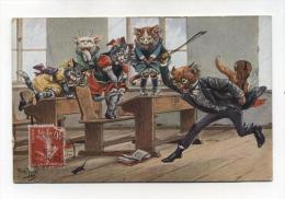 CPA Illustrateur : THIELE Arthur   Chat Humanisé à L´école  1914    A  VOIR  !!!!! - Thiele, Arthur