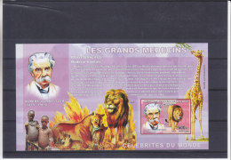 Schweitzer -  Médecine - Prix Nobel - Félins -  - Giraffe - Rép Du Congo - Bloc NON Dentelé ** - MNH  - Valeur 35 Euros - Albert Schweitzer