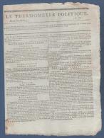 THERMOMETRE POLITIQUE 27 THERMIDOR AN 7 - AUGSBOURG - BRUXELLES HOLLANDE - ANGERS - BORDEAUX - JACOBINS - SEVES TOULOUSE - Journaux Anciens - Avant 1800