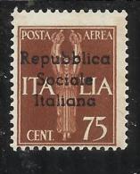 EMISSIONI LOCALI TERAMO 1944 SOPRASTAMPATO D´ ITALIA ITALY OVERPRINTED POSTA AEREA AIR MAIL CENT. 75 MNH - Emisiones Locales/autónomas