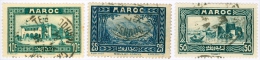 MAROCCO FRANCESE, FRENCH MOROCCO, MONUMENTI, 1933, FRANCOBOLLI USATI, Scott 128,131,135 - Usati