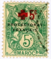 MAROCCO FRANCESE, FRENCH PROTECTORATE MOROCCO, TIPO BLANC, 1914, FRANCOBOLLO USATO, Scott B6, YT 59 - Usati