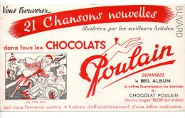 Buvard - Chocolat Poulain 21 Chansons Nouvelles - Chocolade En Cacao