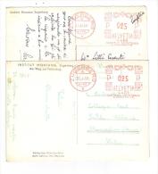 VER2837 - SVIZZERA , 2 Cartoline ( Zugerberg ) Con " Rosse " Del 1956 E 1958 - Postage Meters