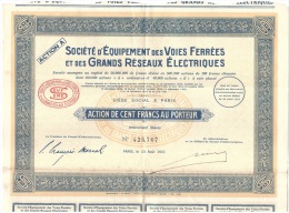 ACTION - VOIE FERREE - S.E.V.F.G.R.E. - TRAIN -  AU PORTEUR - 1931. - Ferrovie & Tranvie