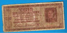 UCRANIA  (Ocupacion Alemana - SVASTICA ) 10  Karbowanez 1942  P-52 - Ucraina