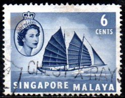 SINGAPORE 1955 Ship - 6c Trengganu Pinas FU - Singapore (...-1959)