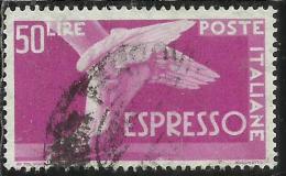 ITALIA REPUBBLICA ITALY REPUBLIC 1955 1956 ESPRESSI DEMOCRATICA ESPRESSO LIRE 50 STELLE STARS USATO USED OBLITERE' - Eilpost/Rohrpost