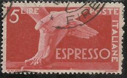 ITALIA REPUBBLICA ITALY REPUBLIC 1945 1952 DEMOCRATICA ESPRESSI SPECIAL DELIVERY ESPRESSO LIRE 5 USATO USED OBLITERE´ - Posta Espressa/pneumatica