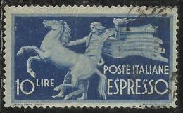 ITALIA REPUBBLICA ITALY REPUBLIC 1945 1952 DEMOCRATICA ESPRESSI SPECIAL DELIVERY ESPRESSO LIRE 10 USATO USED OBLITERE´ - Poste Exprèsse/pneumatique