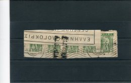 Greece- Fragment Bearing "GREEK CENSORSHIP" Label+ Postmark [Peiraeus 20.9.1919] W/ Strip Of 5 Litho C Period 5l. Stamps - Tarjetas – Máximo
