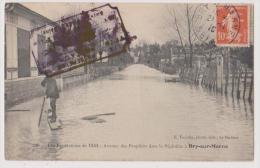 BRY SUR MARNE : INONDATIONS 1910 - AVENUE DES PEUPLIERS - ECRITE 1910 - 2 SCANS - - Bry Sur Marne