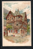 KÜNSTLER LITHO  P. SCHMOHL  -  DAS ALTE HAUS IN BACHARACH    ~ 1898 - Bacharach