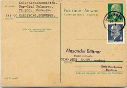 DDR P77 A Antwortkarte TÖREBODA SCHWEDEN 1971 - Cartes Postales - Oblitérées