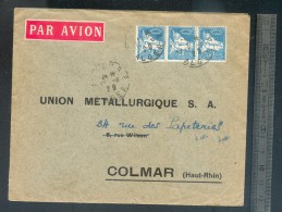 Enveloppe 1929 Algérie Pour Colmar étiquette Rouge Par AVION - Cartas & Documentos