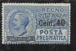ITALIA REGNO ITALY KINGDOM 1924 1925 POSTA PNEUMATICA V.E.III CENT.40 SU 30 TIMBRATO USED - Pneumatische Post