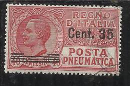 ITALY KINGDOM ITALIA REGNO 1927 PNEUMATICA SOVRASTAMPATO CENT. 35 SU 40 USATO USED OBLITERE' - Pneumatische Post