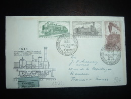 L. POUR FRANCE TP LOCOMOTIVE TRAIN 40 + 30H + 10H OBL. 9 XI 1956 PRAHA + CENSURE + CONFERENCE EUROPEENNE DES HORAIRES DE - Cartas & Documentos