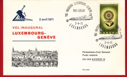 Luxembourg-Genève /Vol Inaugural / 3 Lettres (2 Recomm.) Philatelisten Club Swissair - Premiers Vols