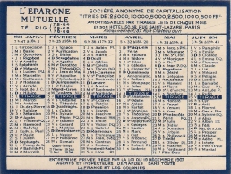 Calendrier De Poche 1934    L'EPARGNE MUTUELLE - Small : 1921-40