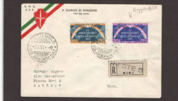 TRIESTE 1953 FDC PATTO ATLANTICO CPL. CON 60 LIRE " DOPPIA STELLA" VIAGGIATA R/R - Marcophilia