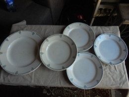 Ancien - 1 Grande Assiette Et 4 Assiettes Plates Faîencerie De Castres 55/31 - Autres & Non Classés