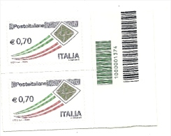 2013 - Italia 3435 Ordinaria 0.70 - Codice A Barre ---- - 2011-20: Nieuw/plakker