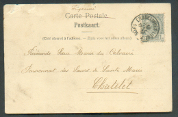 N°53 Obl. Sc Ambulant ERQUELINNES-LIEGE 2  Sur C.V (place Du Marché à Chatelet) Du 18 Décembre 1905 Vers Chatelet.  TB - Ambulanti