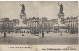 Carte Postale / Vue Stéréoscopique Julien DAMOY/Paris / Place De La République/SérieN°1/Vers 1910   STE57 - Stereoscoop