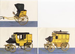 3 Briefkaarten / Postkarten BRD - Postwagens - Illustrated Postcards - Mint