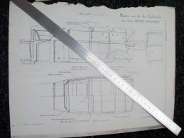 DISEGNO TECNICO EPURE AU 20°DU CABRIOLET SUR CHASSIS ISOTTA FRASCHINI - Andere Pläne