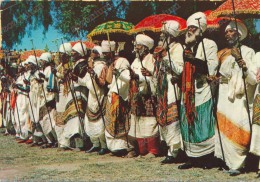 ETHIOPIA PRIESTS CELEBRATING EASTER,Etiopia, Old Postcard - Ethiopia