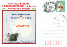 EXPLORERS, NOVOLAZAREVSKAYA ANTARCTIK BASE, TRUCK, SHIP, SPECIAL COVER, 2011, ROMANIA - Onderzoeksstations