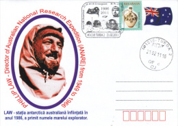 EXPLORERS, PHILLIP LAW ANTARCTIK BASE, SPECIAL COVER, 2011, ROMANIA - Polar Explorers & Famous People