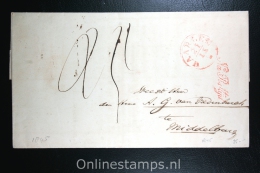 Nederland: Cover Haarlem  Naar Middelburg 1845, Aankomststempel, Na Posttijd, Waszegel - ...-1852 Prephilately