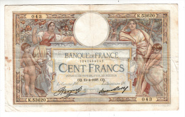 Billet - 100 Francs Merson - CQ.15.4.1937 - K.53620 - 100 F 1908-1939 ''Luc Olivier Merson''