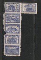 USA 1901 BUFFALO PAN AMERICAN EXHIBITION TYPE 10 POSTER STAMPS BLUE ON PIECE ETHNOLOGY MEXICO BRAZIL MACHINERY PROPYLAEA - Souvenirkarten