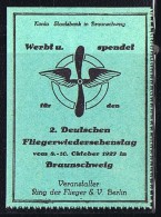 SELTENE VIGNETTE   2. Deutschen Fliegerwiedersehenstag  5-10 Oktober 1927 Braunschweig ** - Erinnophilie