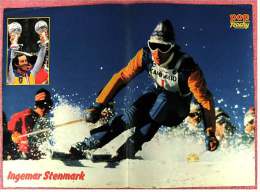 Kleines Poster  -  Ingemar Stenmark  -  Rückseite : Motocross  -  Von Pop-Rocky Ca. 1981 - Wintersport